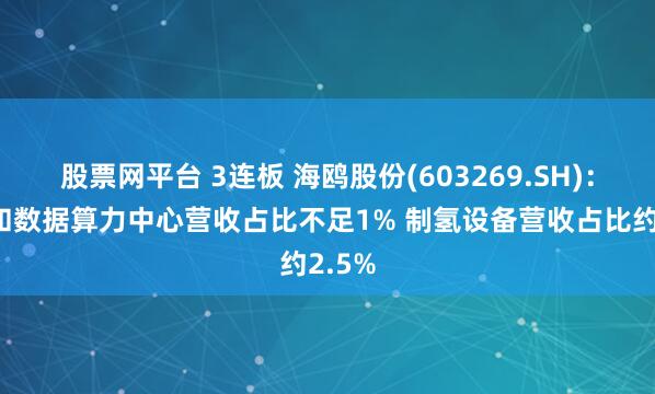 股票网平台 3连板 海鸥股份(603269.SH)：核电和数据算力中心营收占比不足1% 制氢设备营收占比约2.5%